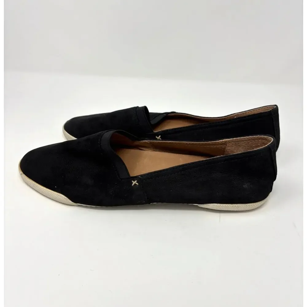 Frye Black Suede Leather Slip On Flats Loafers Moccasins Womens Size 11